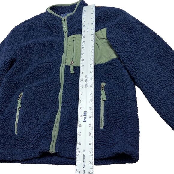 Eddie Bauer Jacket Youth L 14 Blue Zip Sherpa Fleece Layer Pockets Collarless - Picture 2 of 9
